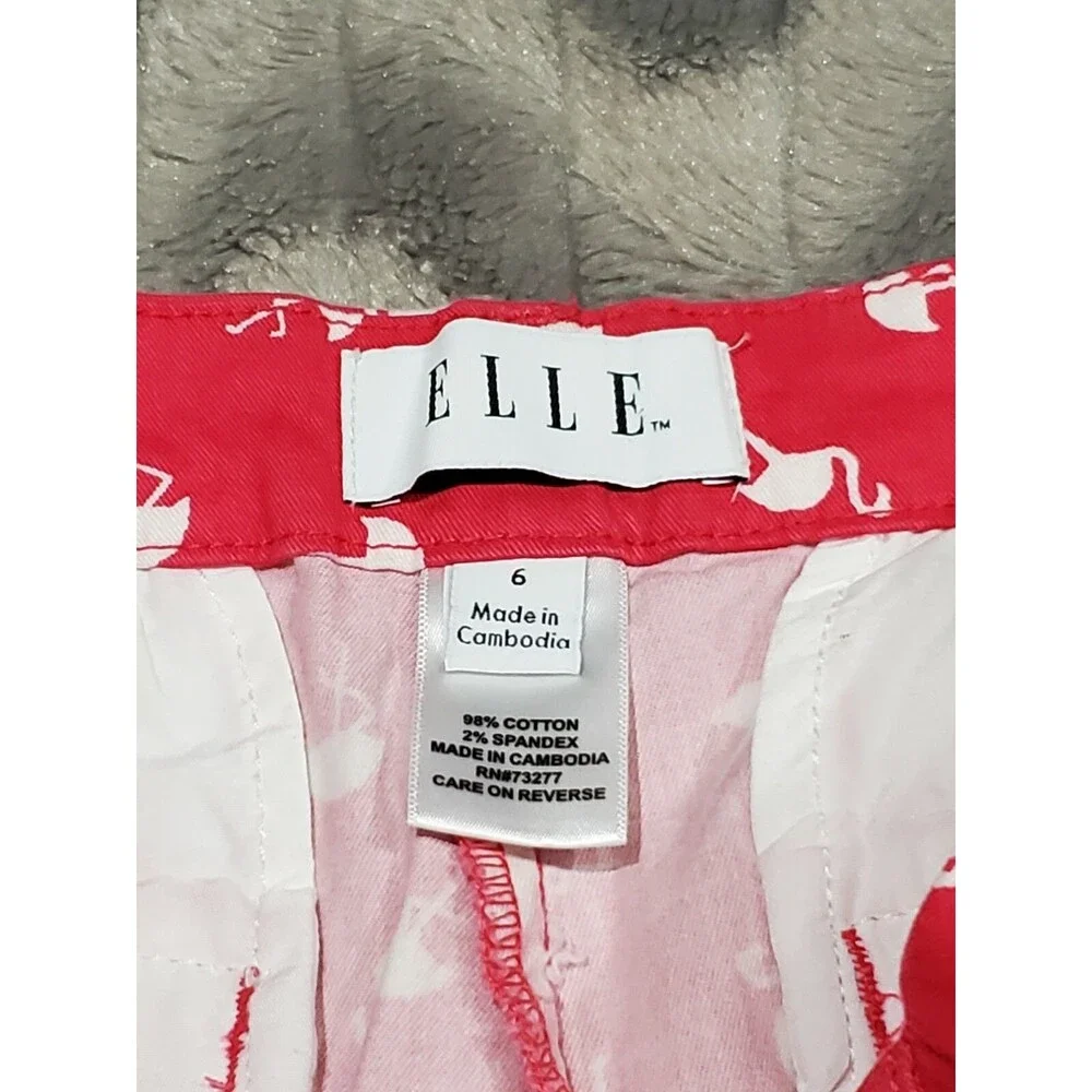 Elle Womens Size 6 Pink Flamingo Bird Walking Shorts
